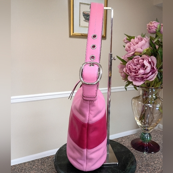 Coach Bleeker Rugby Stripe Bucket Duffle Bag, Pink - Picture 7 of 17